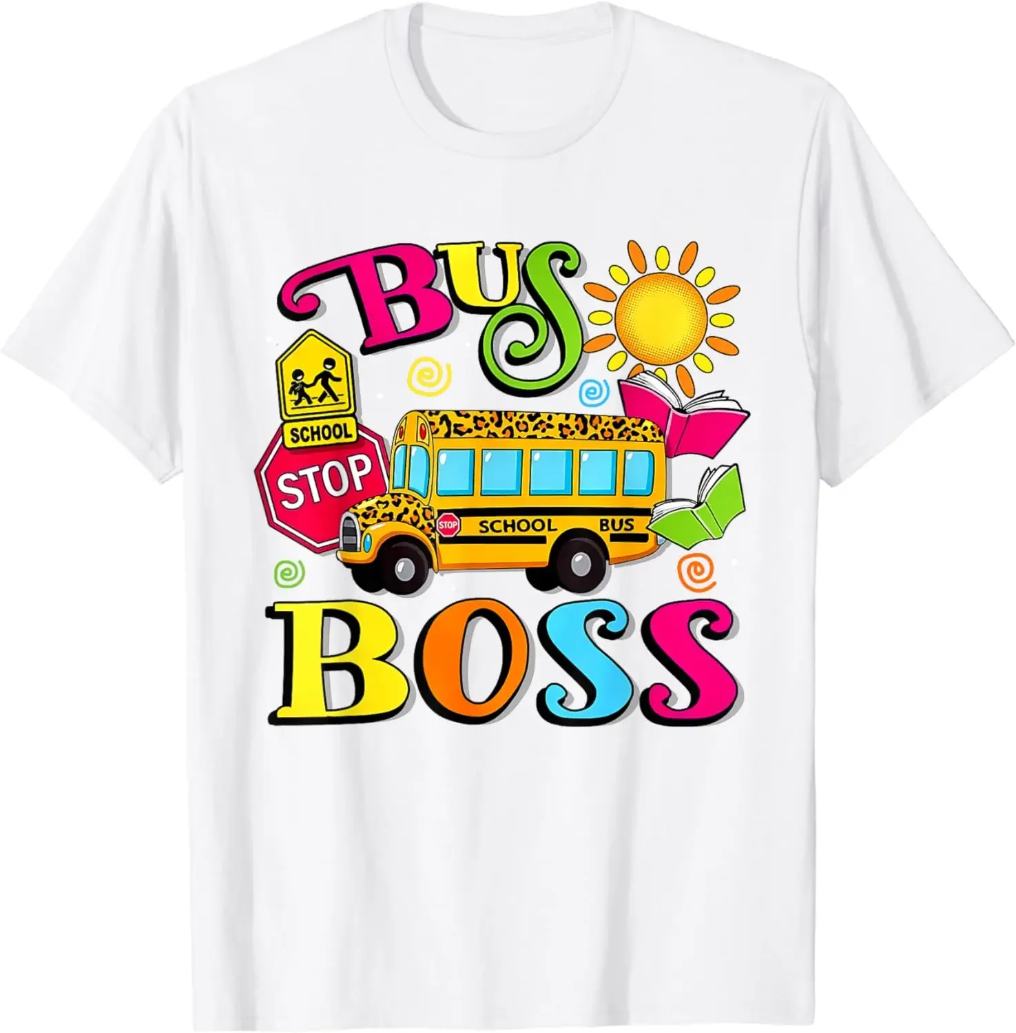 

men clothing Funny Bus Driver School Last Day Of School Bus Station Kids T-Shirt