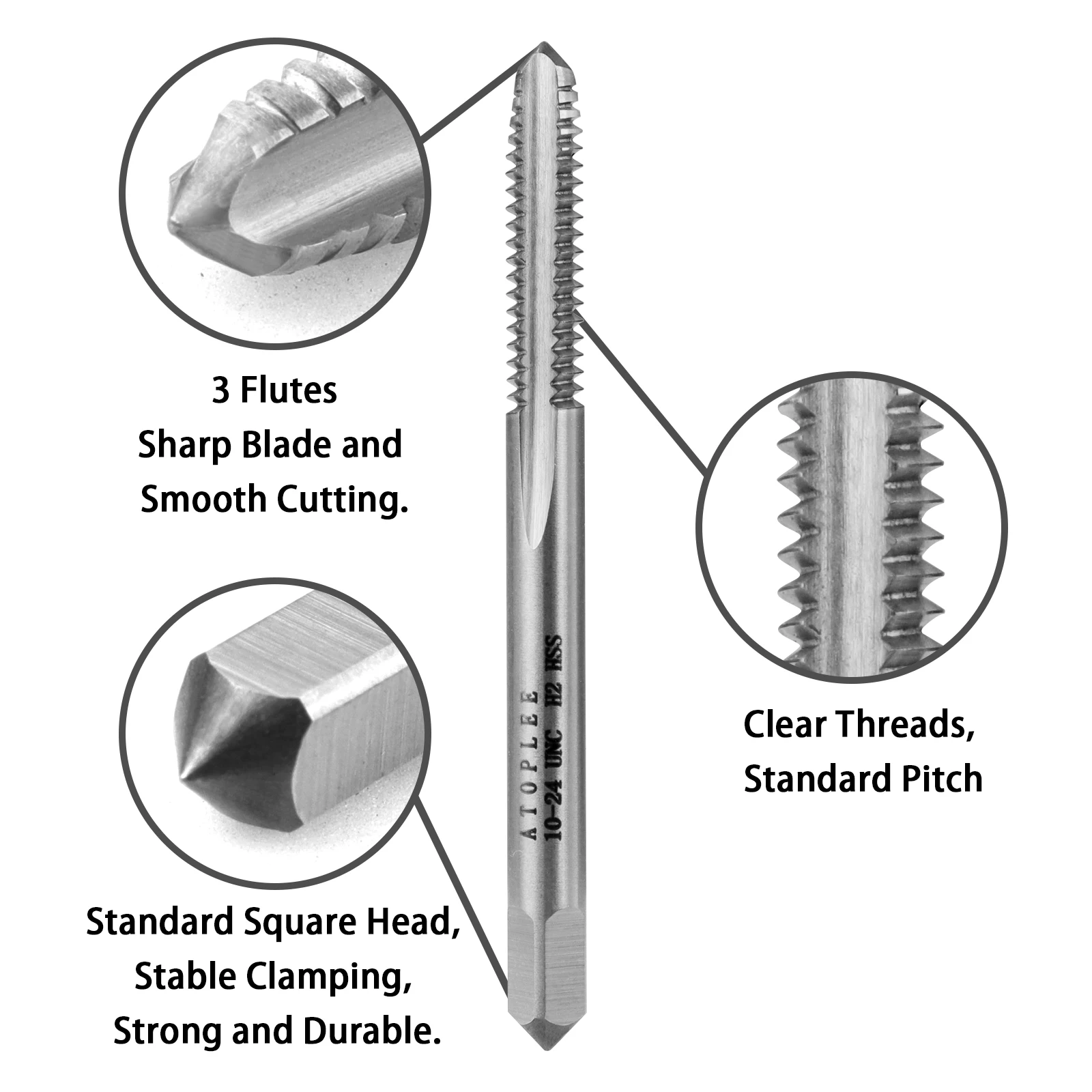 1PC American Standard HSS 6542 Machine Plug Thread Screw Taps 10-24 2-56 4-40 6-32 8-32 UNC Straight Fluted Machine Tap