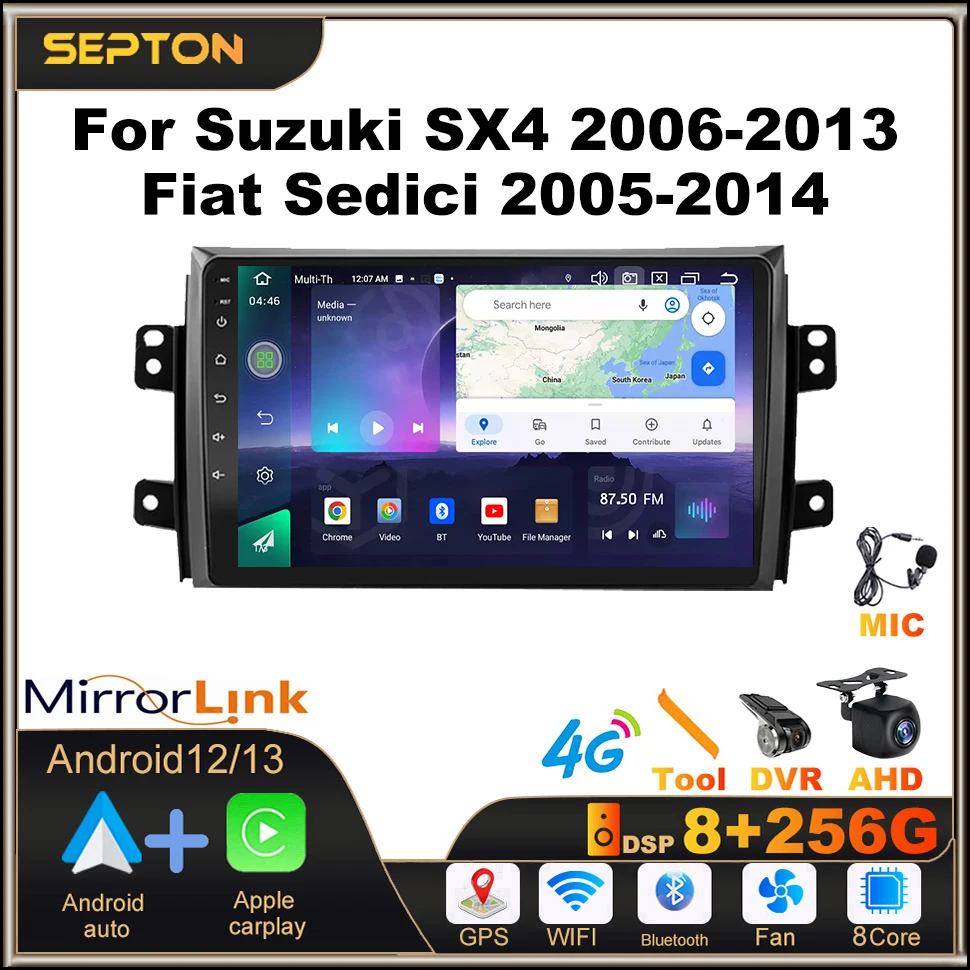 

SEPTON 8 + 128G Android автомобильный стерео радио для Suzuki SX4 2006-2013 Fiat Sedici 2005-2014 CarPlay GPS мультимедийный плеер авторадио