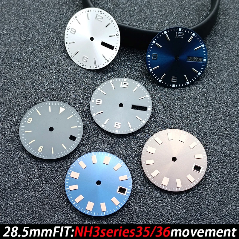 إكسسوارات قرص الساعة قرص مضيء عالي الجودة 28.5 ملم لسلسلة NH3 35/36 قطع غيار ساعة الحركة