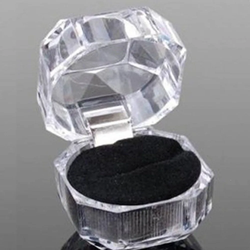 Transparent Crystal Jewelry Display Box 1pcs Pack Clear Design Jewelry Storage Box Gift Packaging Compact Size Ring Display Box