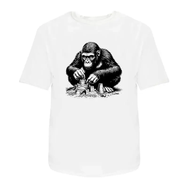 Gorilla Building Sand Castles' Cotton T Shirt Ta048778