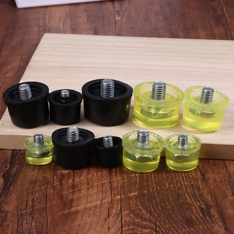 1 Pair Double Face Tap Rubber Hammer Head 25mm-45mm Adjustable 250g Yellow Black Replacement Striking Head for Tools