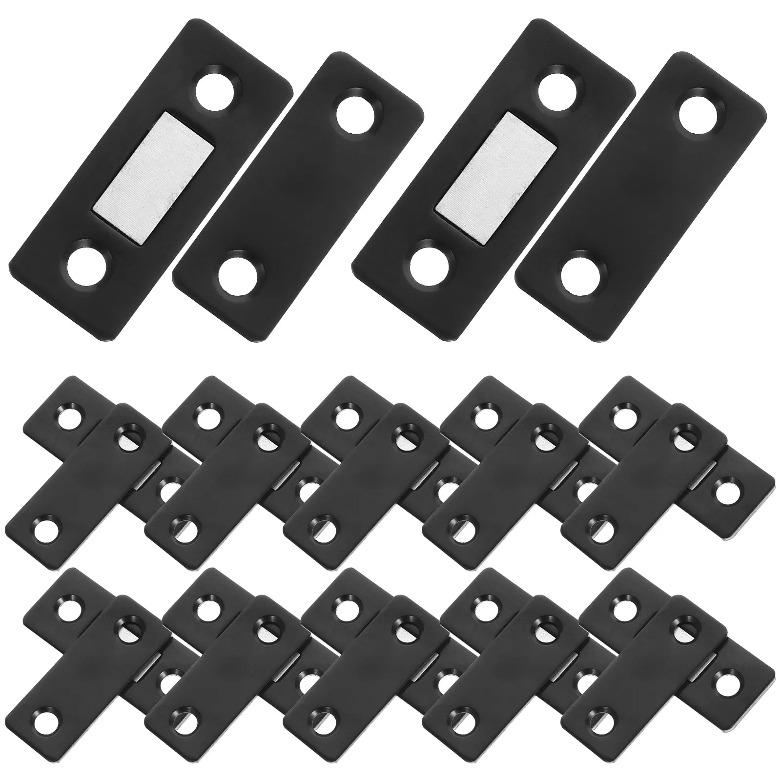 

12 Sets Black Magnetic Door Latches 165x67mm Cabinet Closures Concealed Cupboard Catch Steel No Drilling Fits Sliding