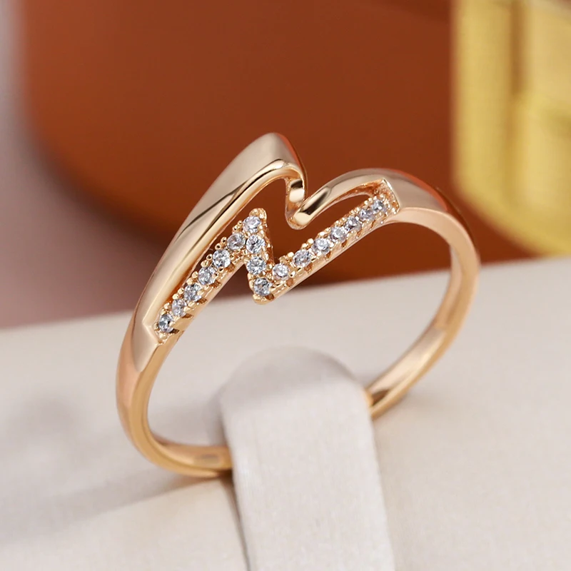 JULYDREAM Simple Double Layer Glossy Metal Zircon Flat Rings 585 Gold Color Trendy Daily Wear Jewelry Personality Match