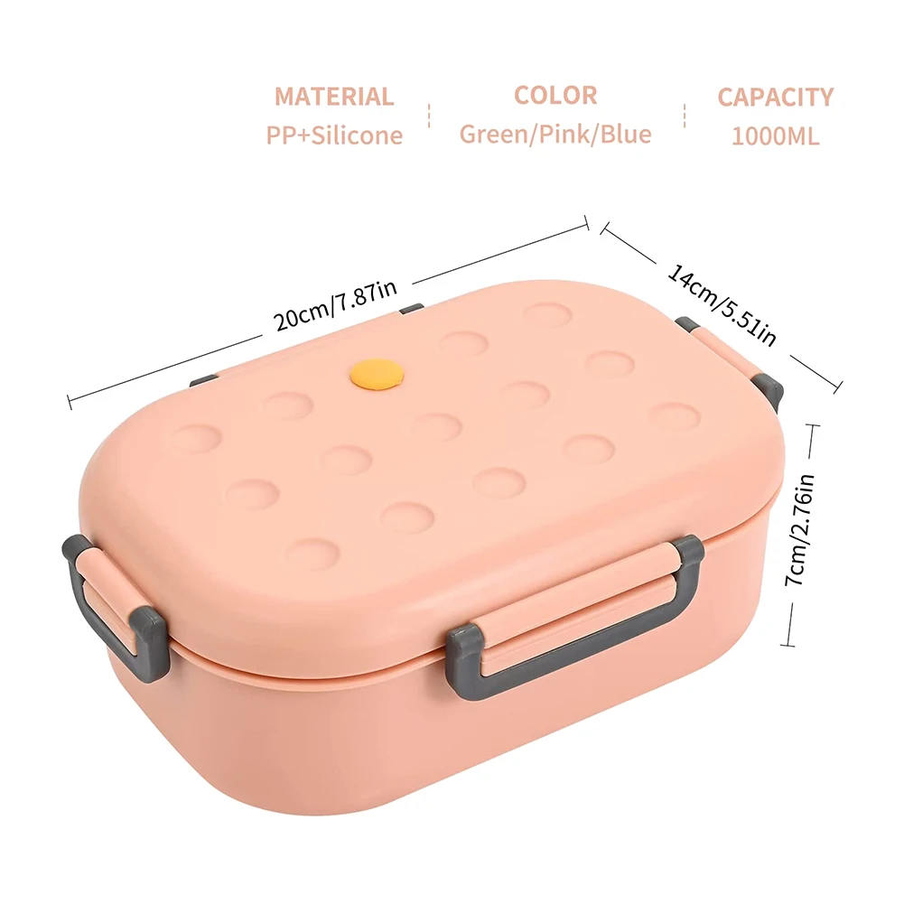 B69C Bento-Box für Erwachsene und Kinder, 1000 ml Lunchbox für Kinder, auslaufsicher, spülmaschinenfest, mit 2 Fächern