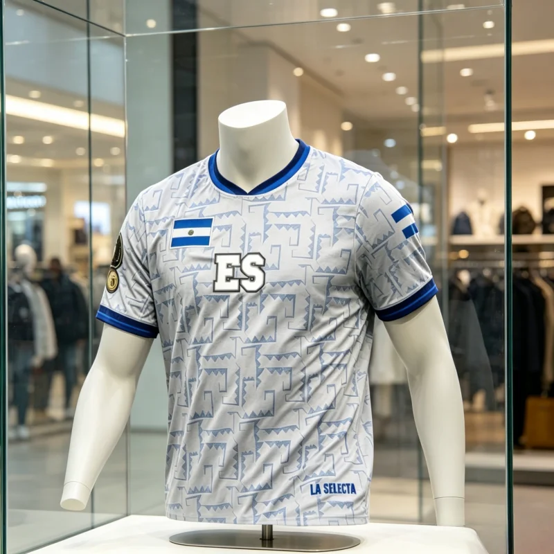 Nueva Camiseta de Fútbol El Salvador Blanca 2026 - Diseño Blanco y Azul ES La Selecta, Transpirable, para Fanáticos del Fútbol, Deportiva, Familiar, para Niños
