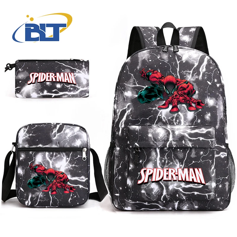 MINISO-Ensemble de cartables College Spider-Man pour enfants, sac à crayons étudiant, sac à dos initié, ensemble de trois pièces