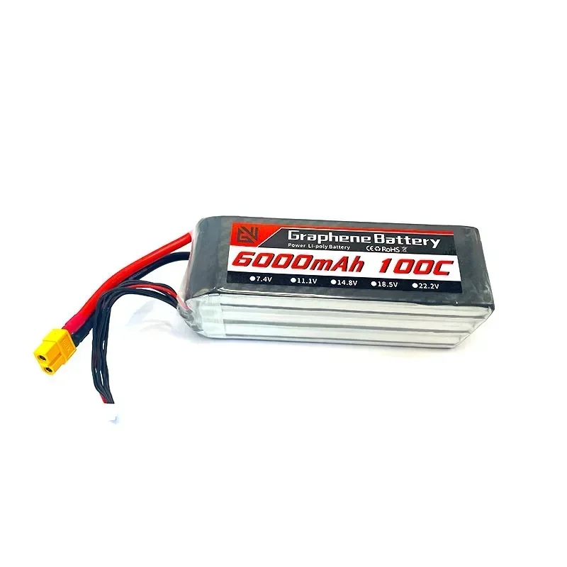 100C แบตเตอรี่ลิเธียม6Ah ขนาด22.2V 6S สำหรับโดรนพืชป้องกันเครื่องบินเรือโมเดลรถยนต์ XT30 XT60 XT90 EC3 EC5