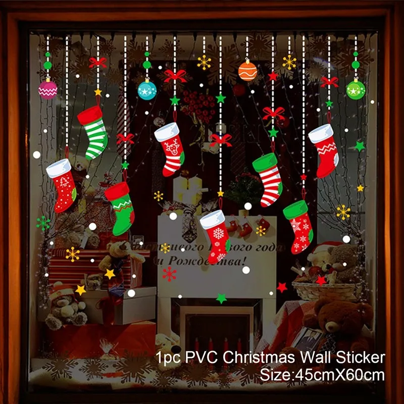 Christmas Window Stickers Christmas Wall Sticker Kids Room Wall Decals Merry Christmas Decorations For Home New Year Stickers