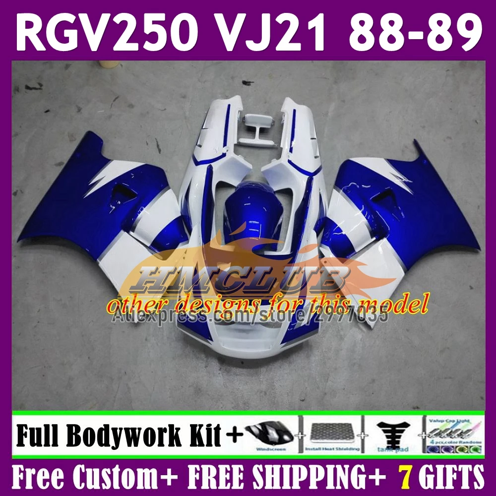 هيكل لسوزوكي مخزون أبيض SAPC VJ21 RGV250 VJ 21 هيكل السيارة 58 رقم 189 RGVT-250 RGV-250 1988 1989 RGV 250 RGVT250 88 89 Fairings