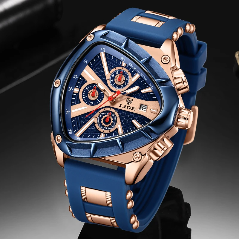 LIGE Original Luxury Men Watch Waterproof Sport Mens Quartz Wrist Watches Business Big Dial Wristwatches Relogio Masculino+BOX