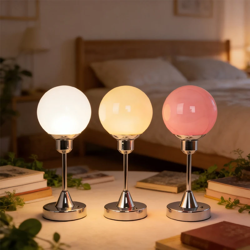 

Modern simple light luxury glass charging table lamp LED creative table lamp ambient light living room bedroom bedside lamp