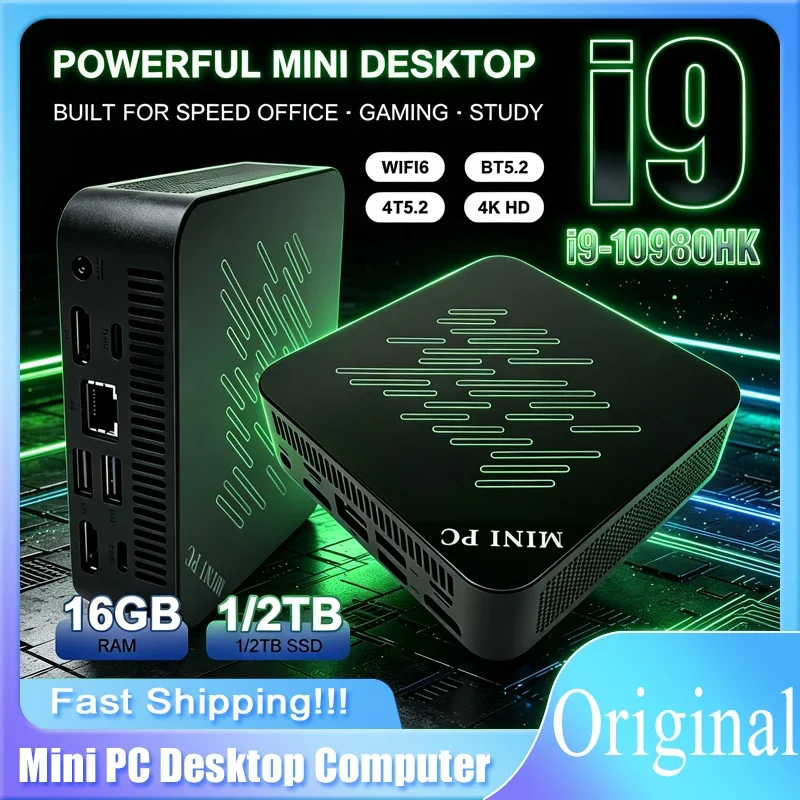 Windows 11 Mini PC I9 10980HK 16GB+2TB SSD Ultra Small Desktop Computer WIFI 6 Bluetooth Mini Computer For Business Home Game
