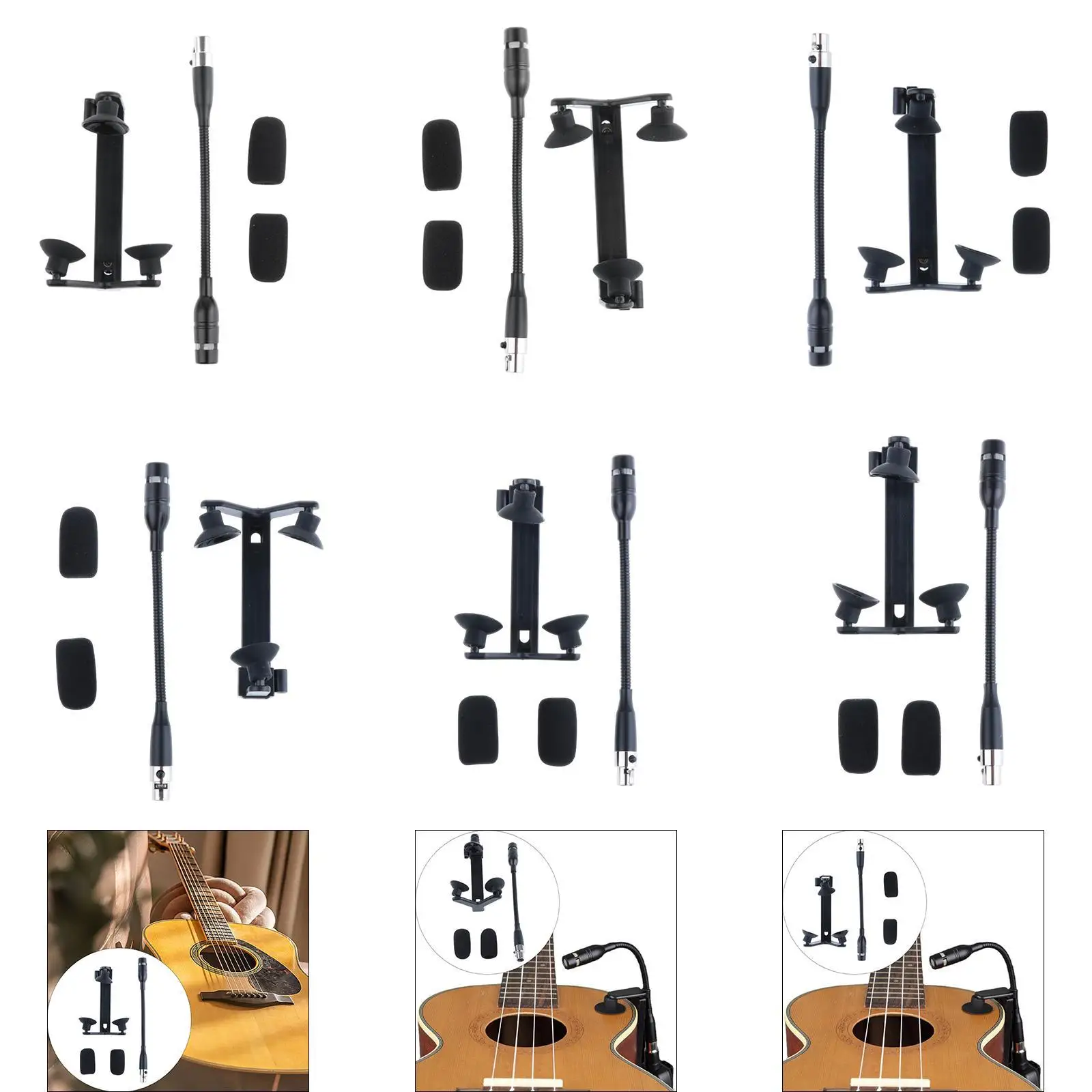 

Clip-on Condenser Instrument Microphone Easy Installation Unidirectional Guitar Mic with Clip String Instruments Accessories