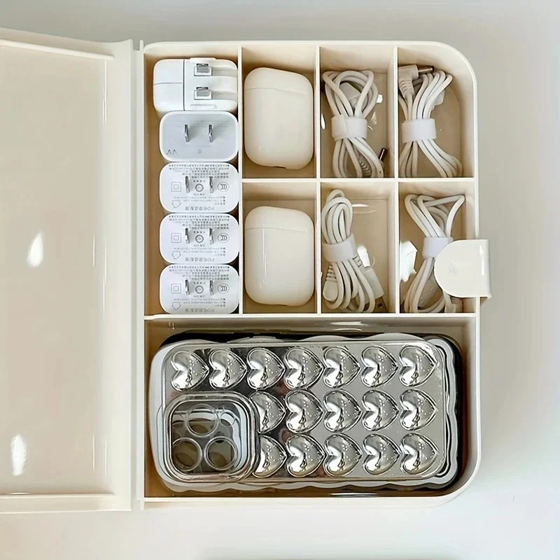 Power Cord Organizer Desktop Cable Management Storage Box for Phone Case Charger Plugs and Data Cables Headphone Storage Box