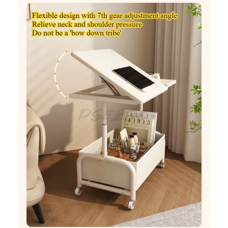 Sofa Side Table Movable Living Room Trolley Storage Rack with Wheels Small Coffee Table, Household Simple Small Table