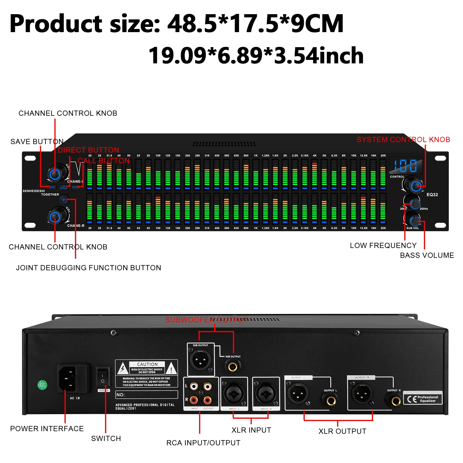 EQ31SUB Digital Equalizer 31 Stage Tuner Professional Stage