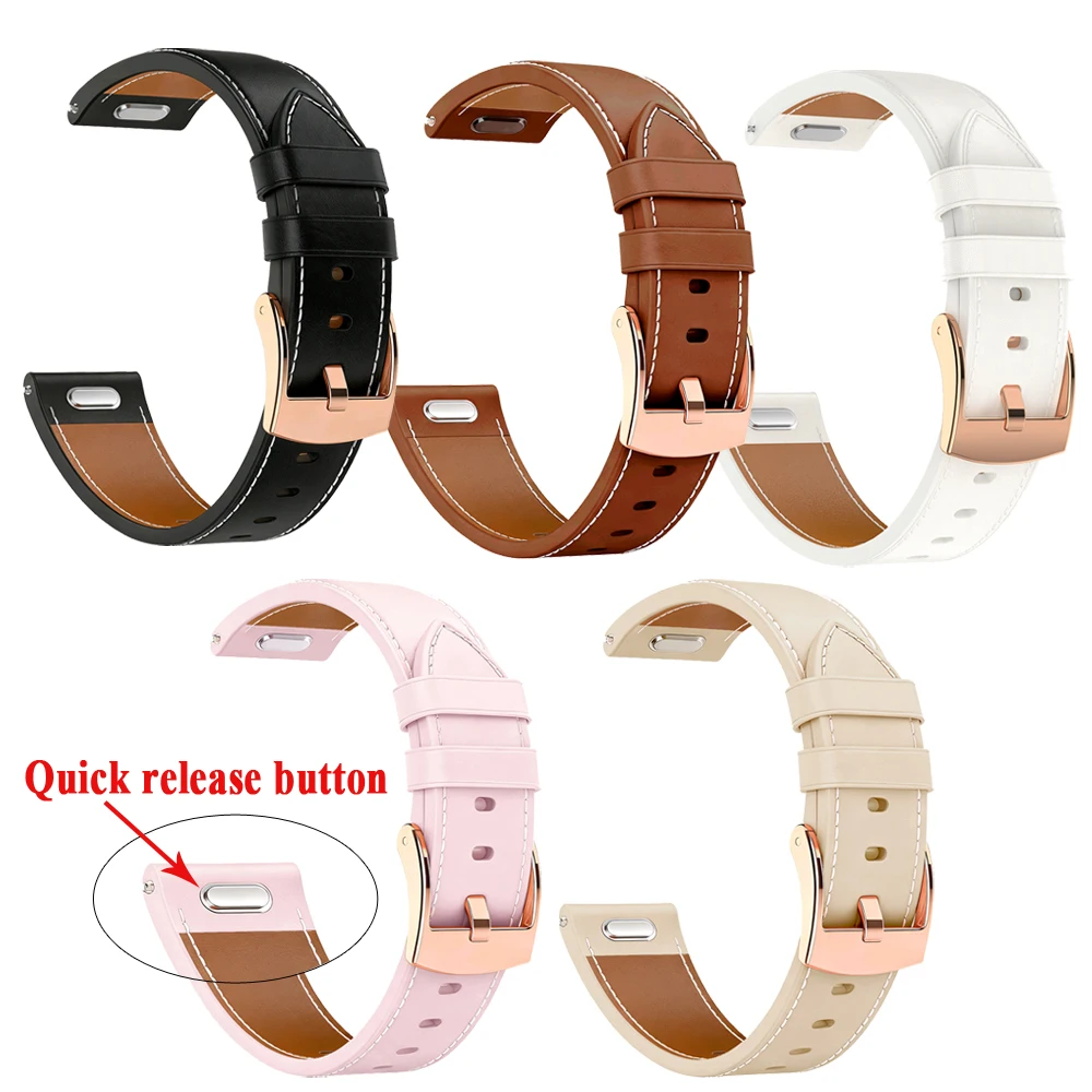Lederband mit Knopf-Schnellverschluss, 18 mm, für Garmin Venu 4 41 mm, 3S, 2S, Vivoactive4S, Forerunner 265S, 255S, Quickfit-Armband