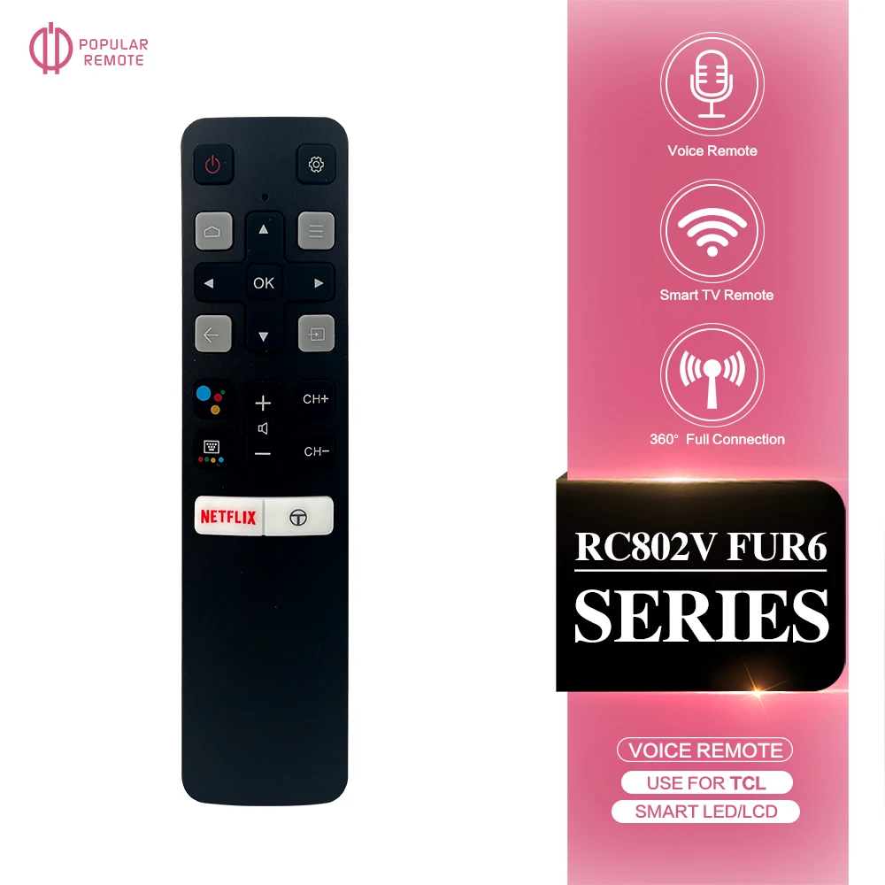 New Voice Remote RC802V FUR6 fit for TCL TV 40S334 50S434 55S434 75S434 40S330 70S430 32S334 55S435 50S435 43S43432S6500A 65P8S