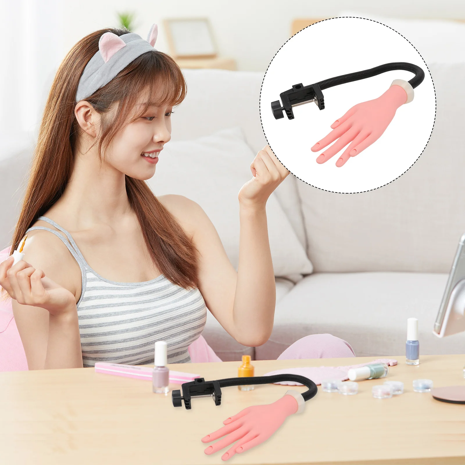

Fake Nails Art Hand Trainer for Practice Hands Techs Brown Training Mannequin