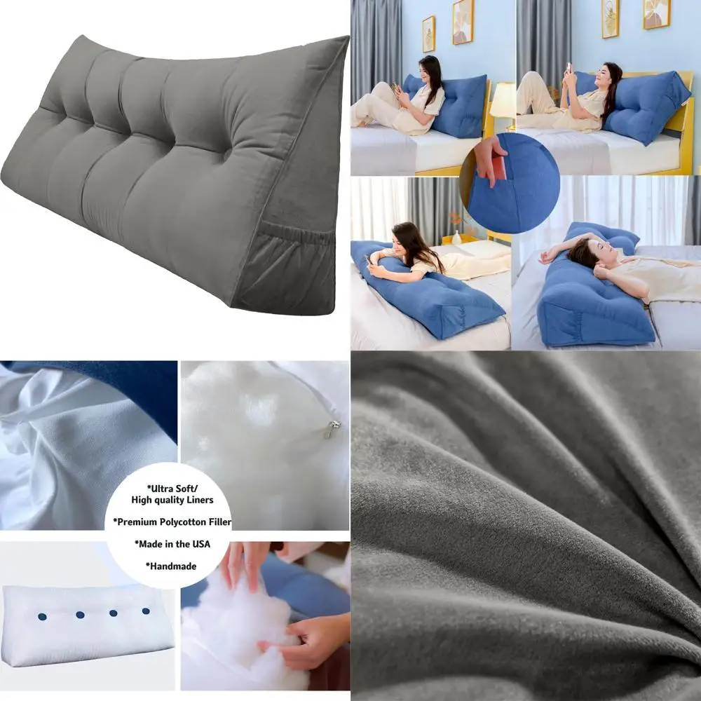 

Большая треугольная подушка для подставки для чтения со съемным чехлом и боковыми опорными подушками