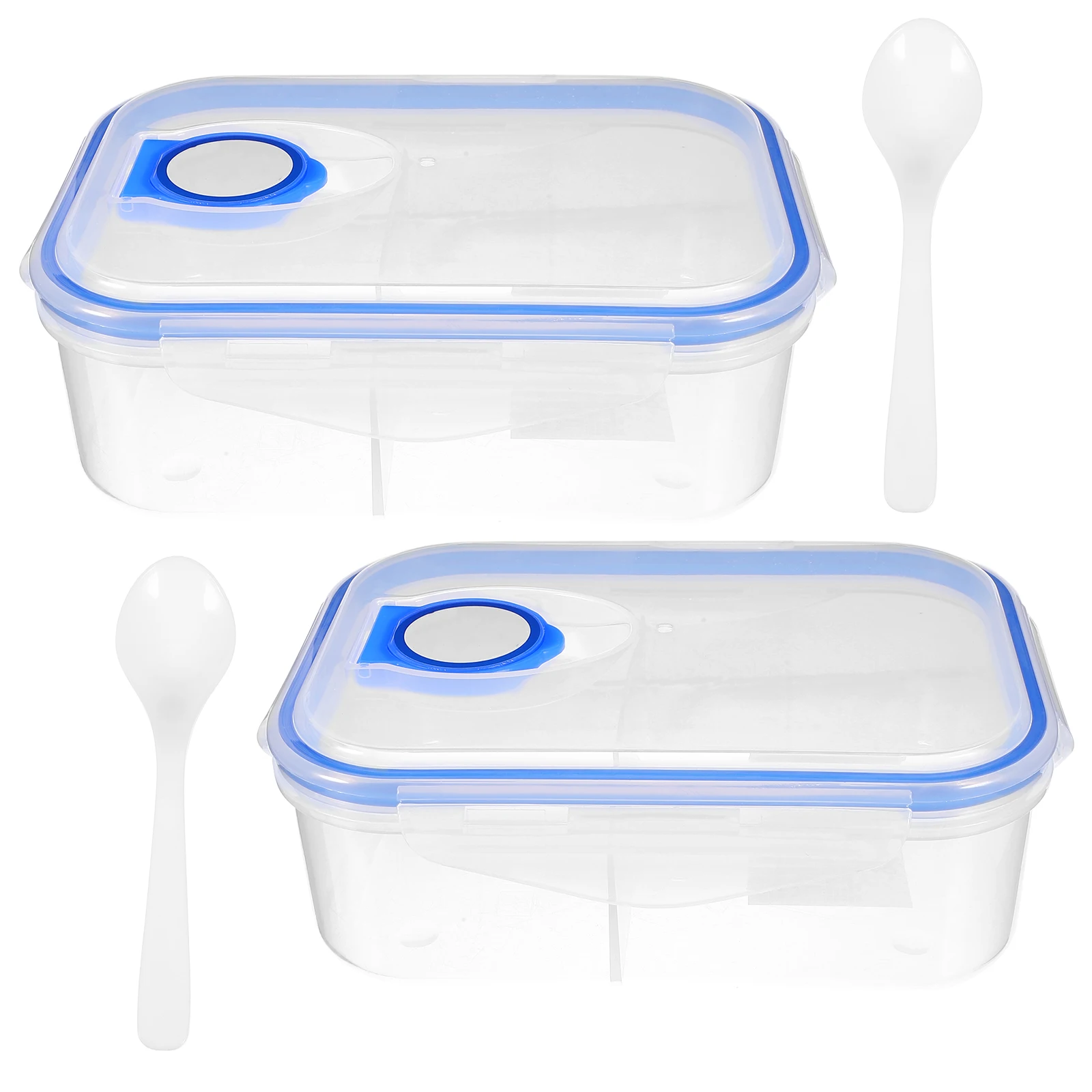

2pcs Bento Microwave Safe Portable Lunch Box Reusable Food Container Compartment Design Lightweight Pp Material Adult Lunch Box