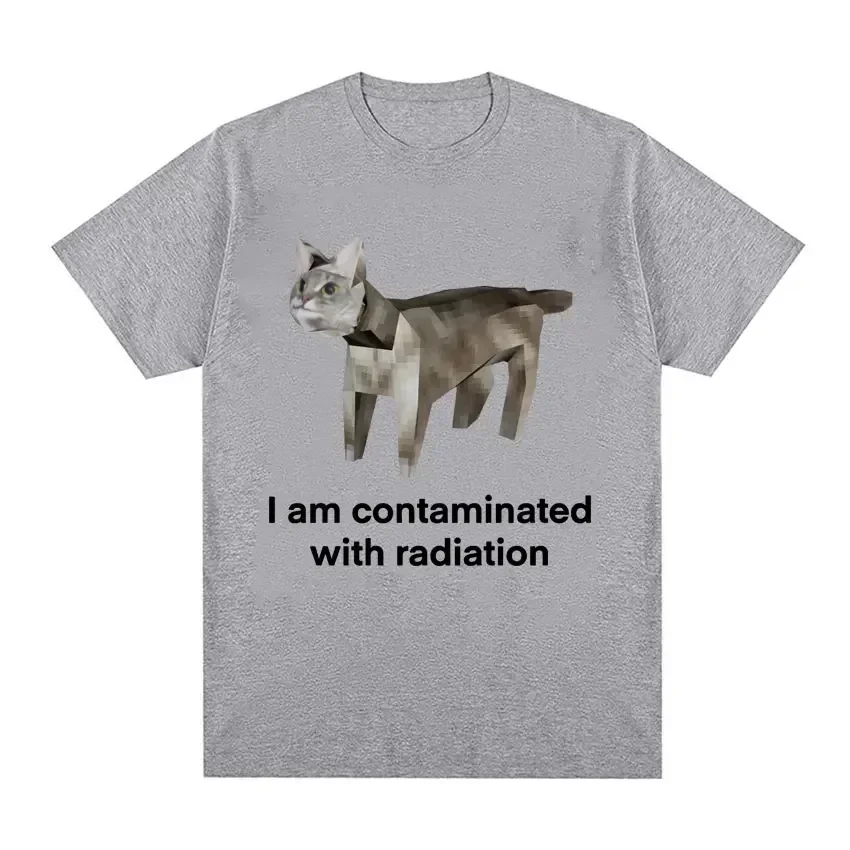 Ich bin kontaminiert mit dem Strahlungs-Cat-Memory-T-Shirt. Sommer Damen Herren Humorvolles Print T-Shirt Lässige Baumwolle Kurzarm Tops – Detail 3