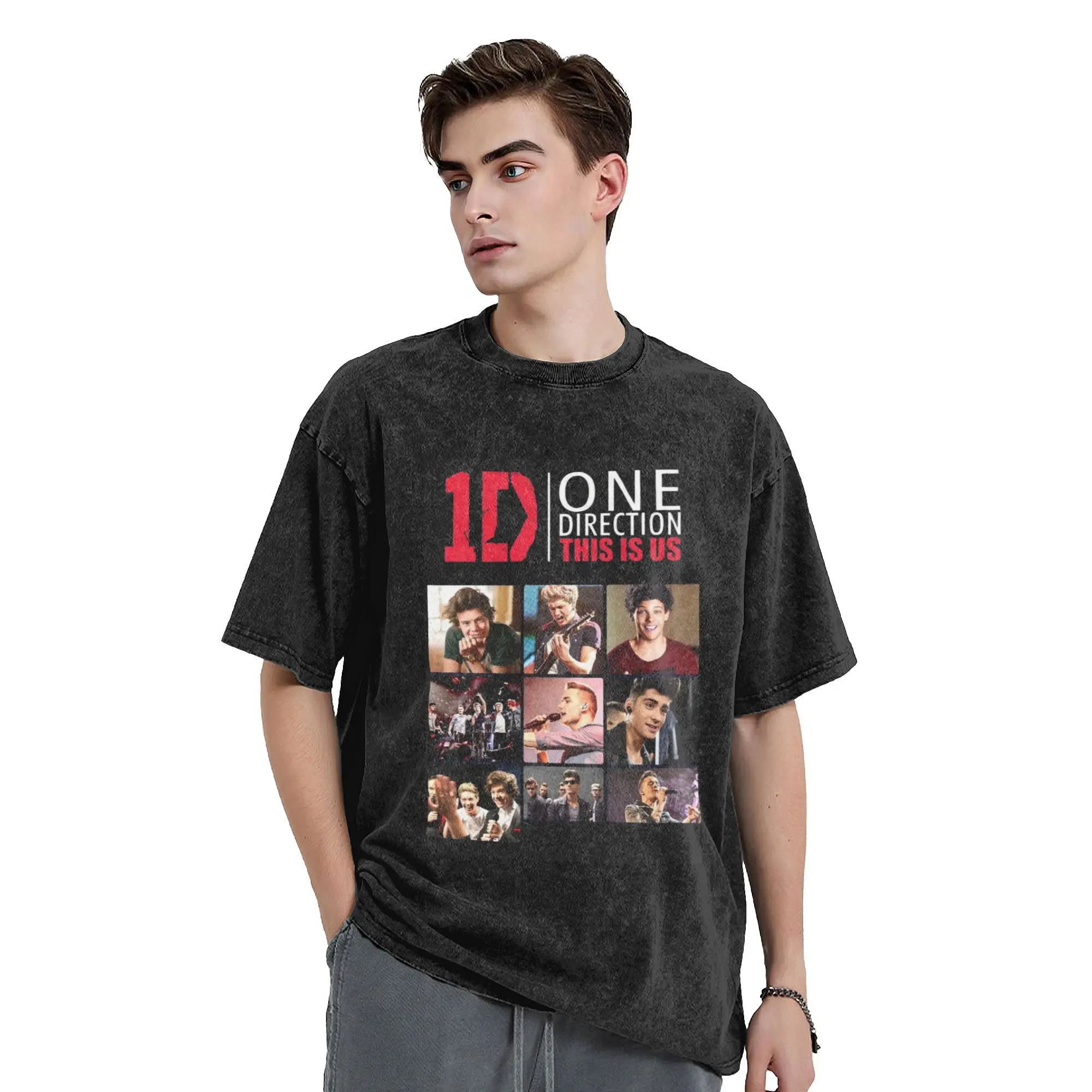 Ones Music and Directions 1D  Vintage Washed T Shirt Metal Music Pure Cotton Clothes Novelty Round Neck Tees Unique T-Shirts