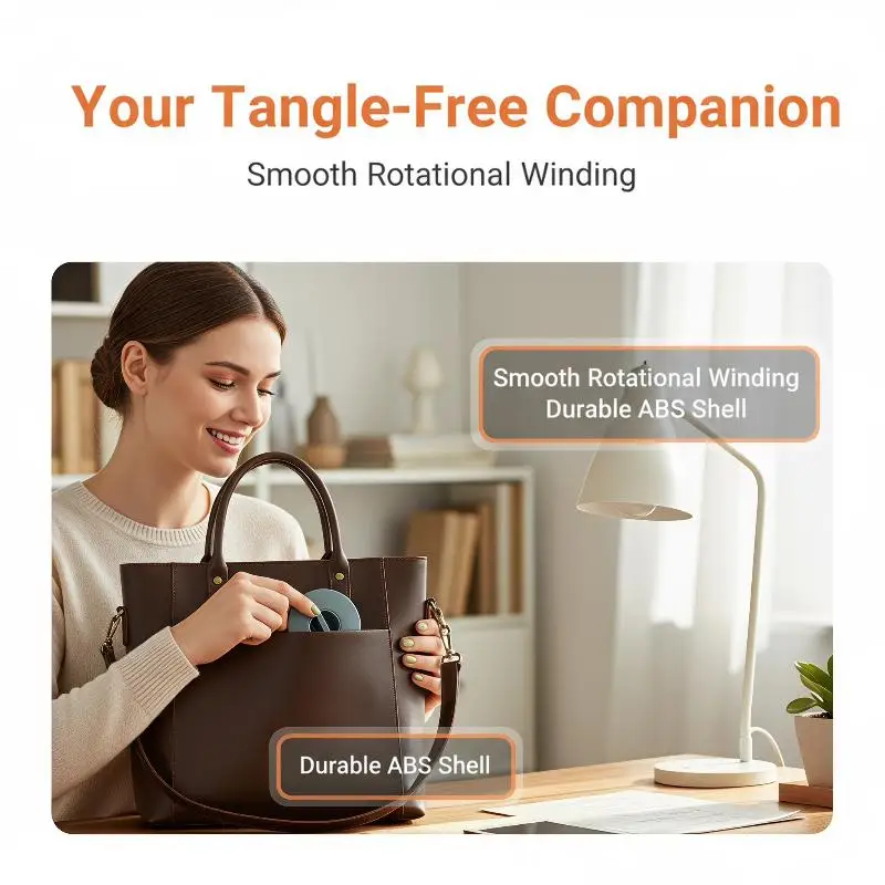 Tangle-Free Retractable Cable Organizer Cord Management Holder Portable USB  for Phone Charger Travel Use