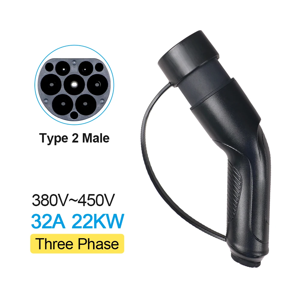 16/32A 3.6/7.2/11/22KW Type 2 EV Charger Plug Adapter IEC 62169 Mannelijke/Vrouwelijke Voor Laadstation En Elektrische Voertuig Connector