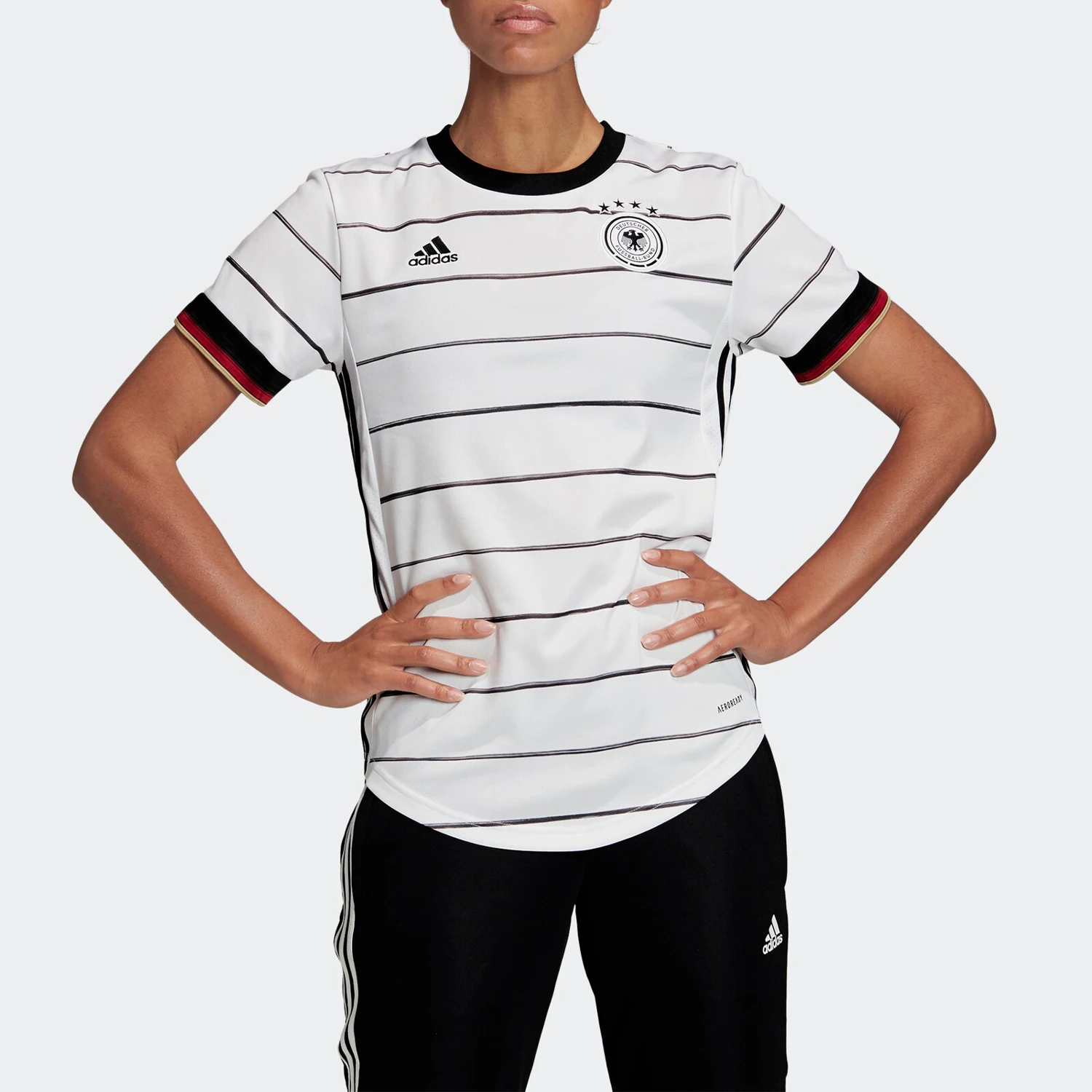 

Adidas, новая женская повседневная спортивная футболка с коротким рукавом, дышащая футбольная майка EH6102