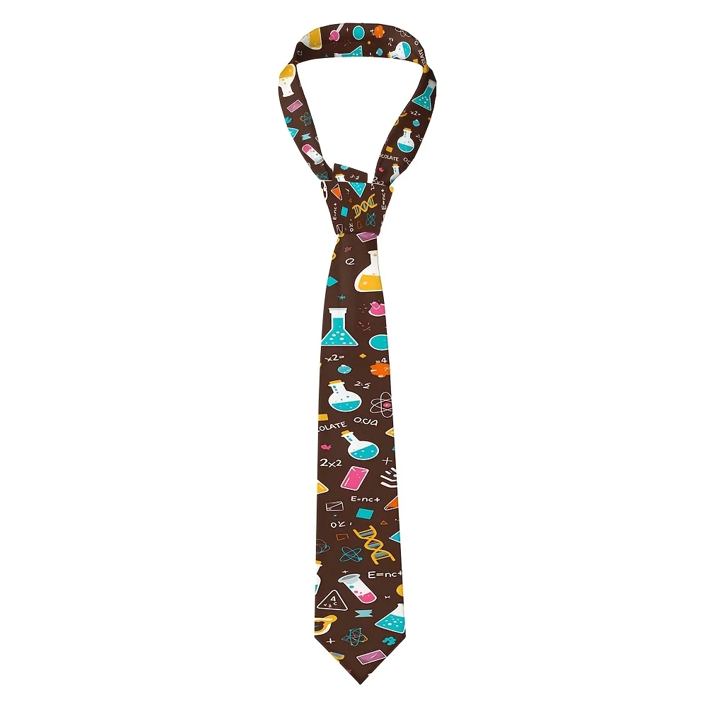 Chemistry-Themed Tie with Science Formulas Molecular Structures Soft Casual Necktie Suitable for Parties
