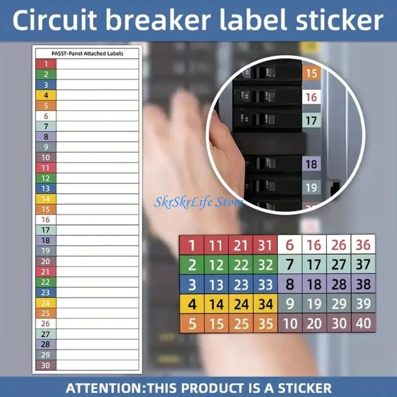 

E65E 10Pcs Professional Labels Water and Oil Resistant PVC Electrical Box Sticker For Easy Identification