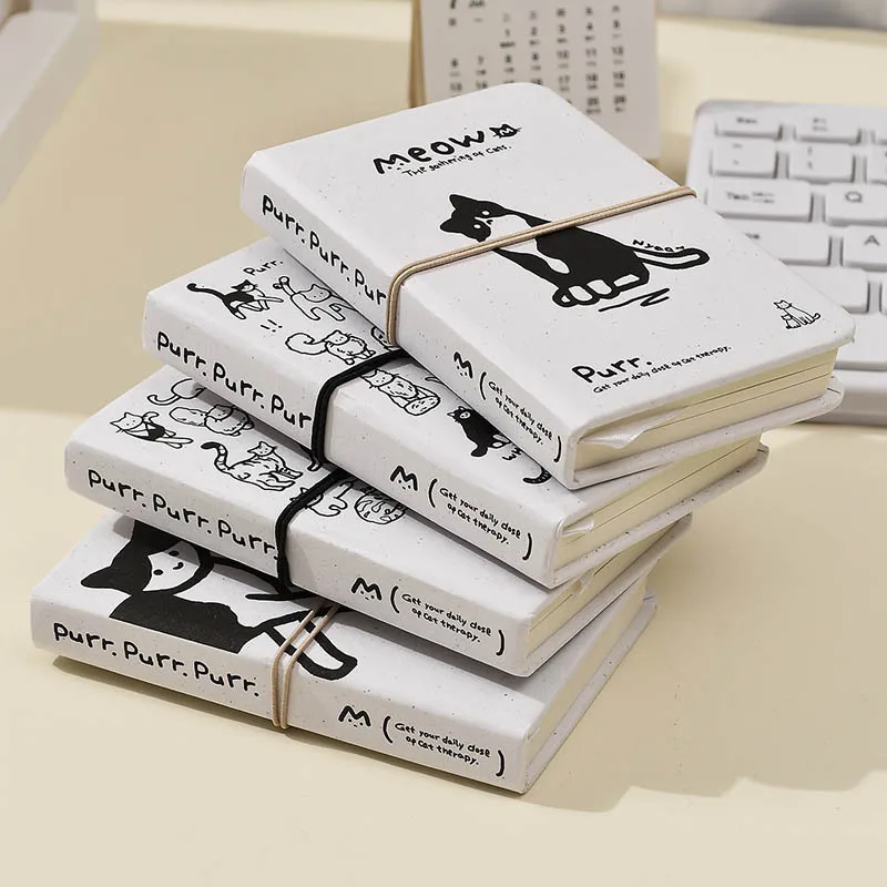 

96-страничный блокнот с милым ремешком, блокнот с котенком и дневник, M5, пустая внутренняя страница, блокнот, портативный мини-блокнот, канцелярские принадлежности