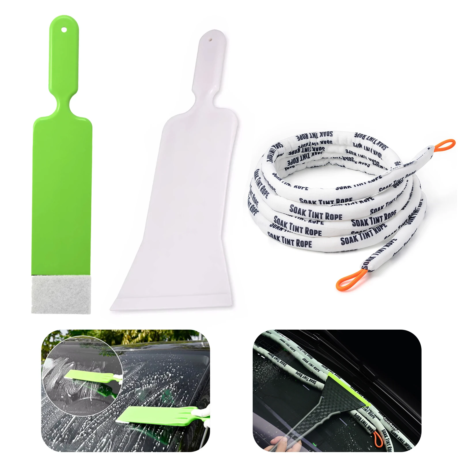 EHDIS Window Tinting Scraper Long Handle Cleaning Squeegee Water Absorbent Rope Vinyl Film Door Windshield