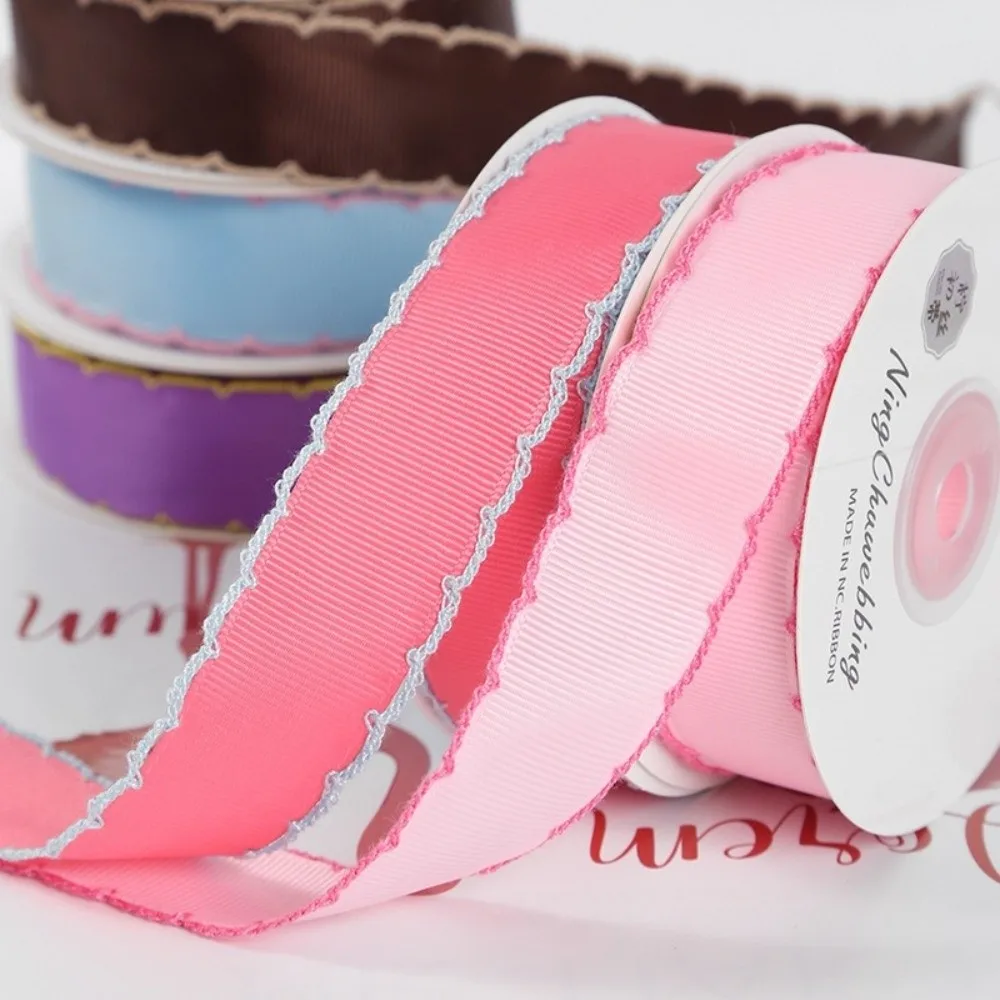 10Yards 25MM Stitched Edge Ribbon DIY Handmade Multicolour Decoration Ribbon Versatile Grosgrain Ribbon Cake Bouquet Packing