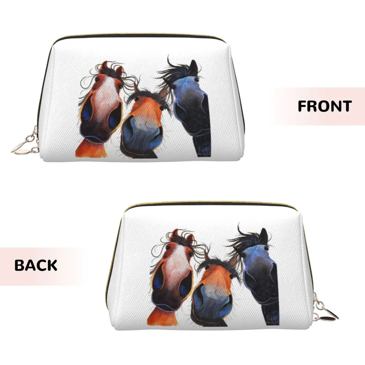 Happy Horse Print Women Cosmetic Bags Travel Makeup Organizer Pouch Toiletry Storage Dopp Kit Case