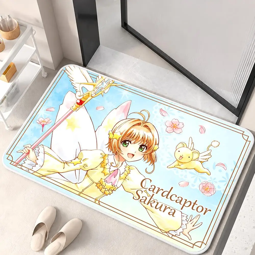 C-Cardcaptor Sakura Anime Floor Mat Flannel Rug Soft Non Slip Washable Door Mat For Bathroom Bedroom Kitchen Home Decor