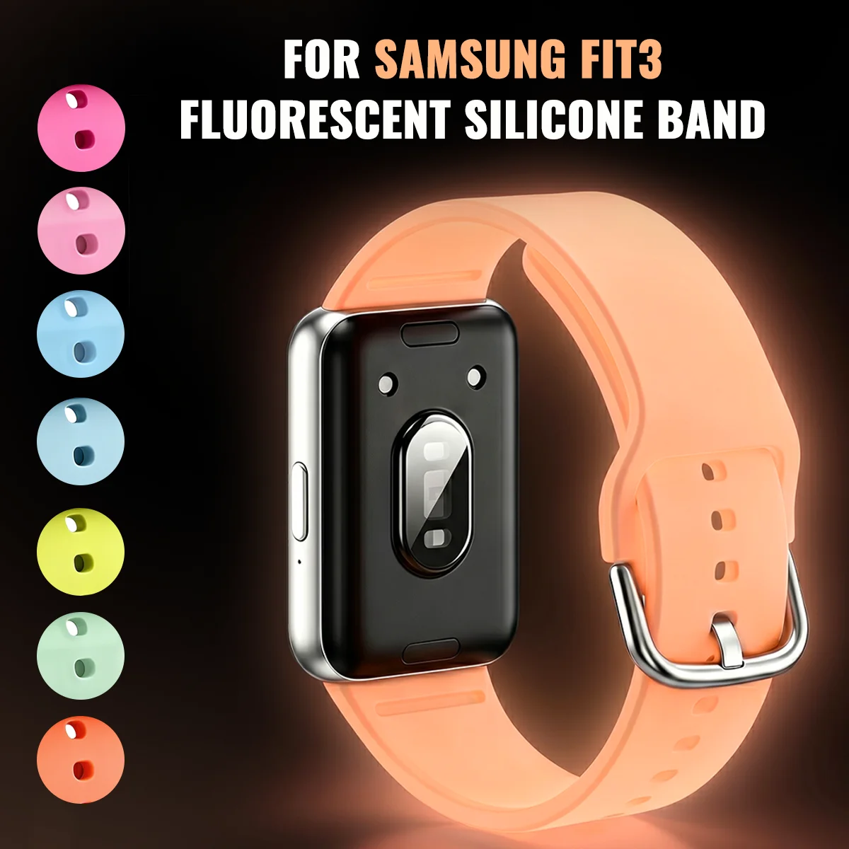 For Samsung Fit 3 Luminous Silicone Sports Watch Band Unisex Outdoor Replacement Wristband
