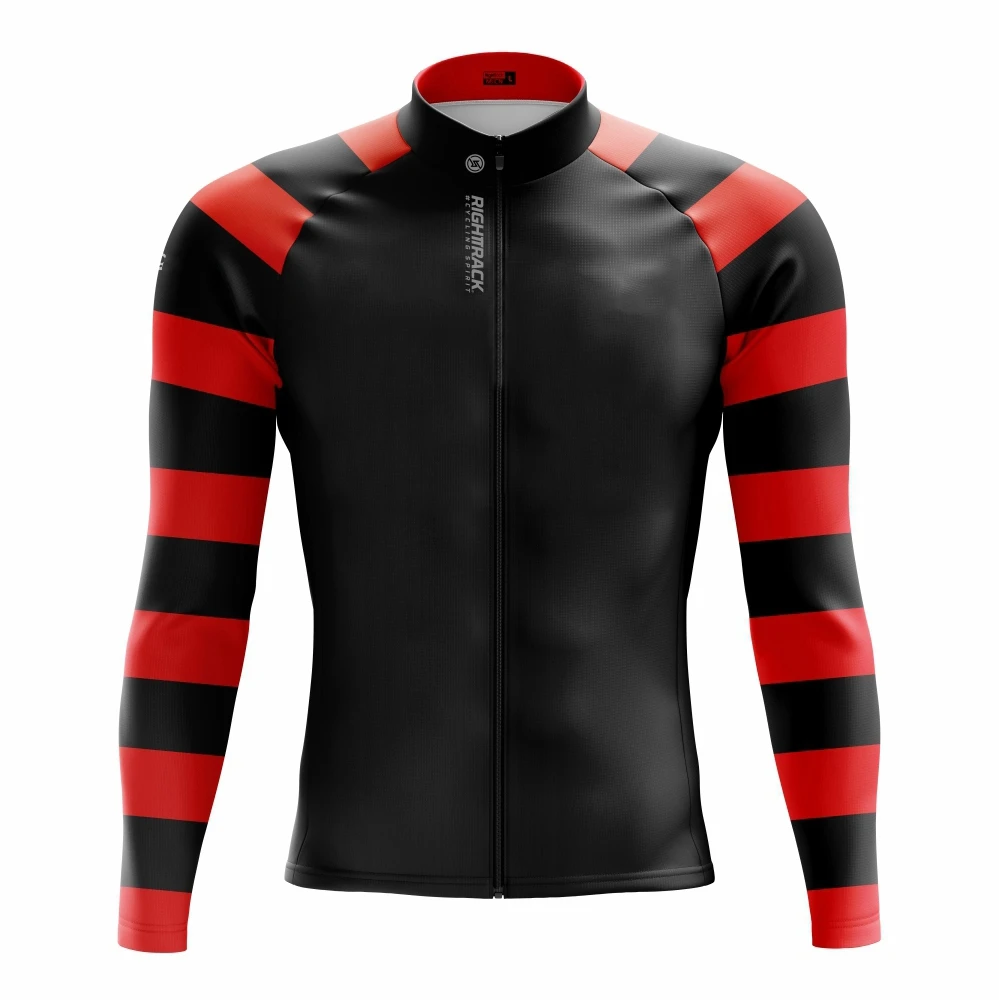 Winter Cycling Jersey Men Pinstripe Long Sleeve Cycle Clothes Spring & Autumn Mesh/Fleece Thermal RIGHTTRACK MTB Bike Clothing