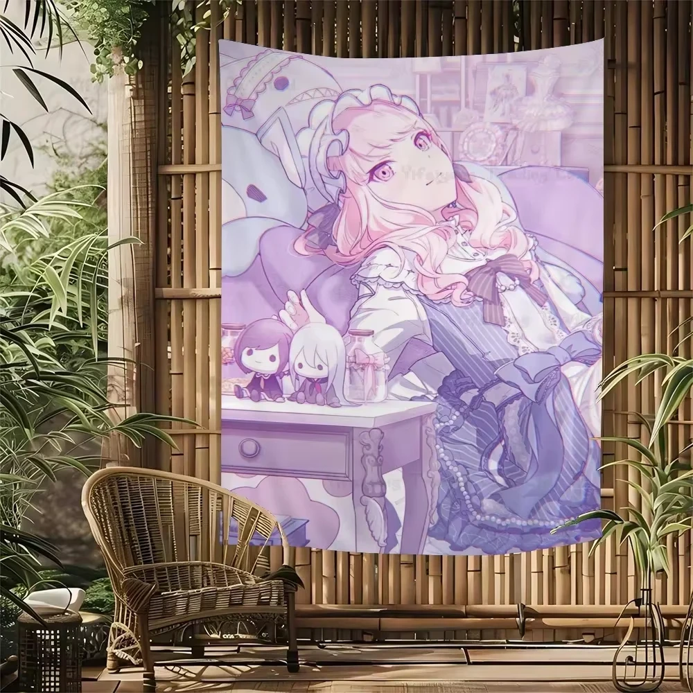 Kawaii Japanese Tapestry Akiyama Mizuki Wall Hanging Bohemian Tapestry Cute Core Room Decoration Aesthetic Home Decoration Items