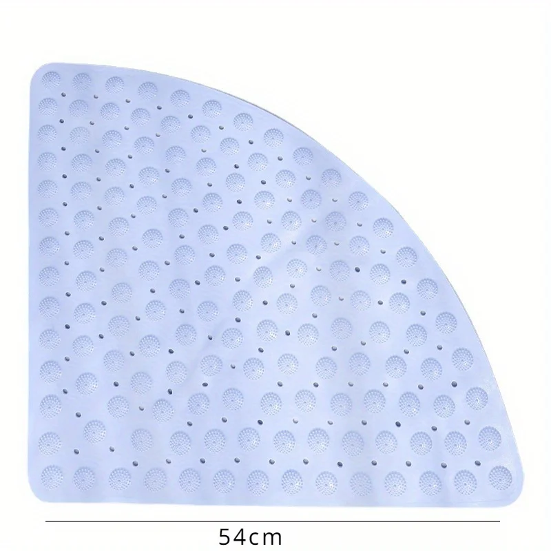 1pc Corner Shower Carpet Floor Mat Hotel Home Suction Cup Toilet PVC Shower Mat Bathroom Sector Shape Anti-slip Pad Cushion