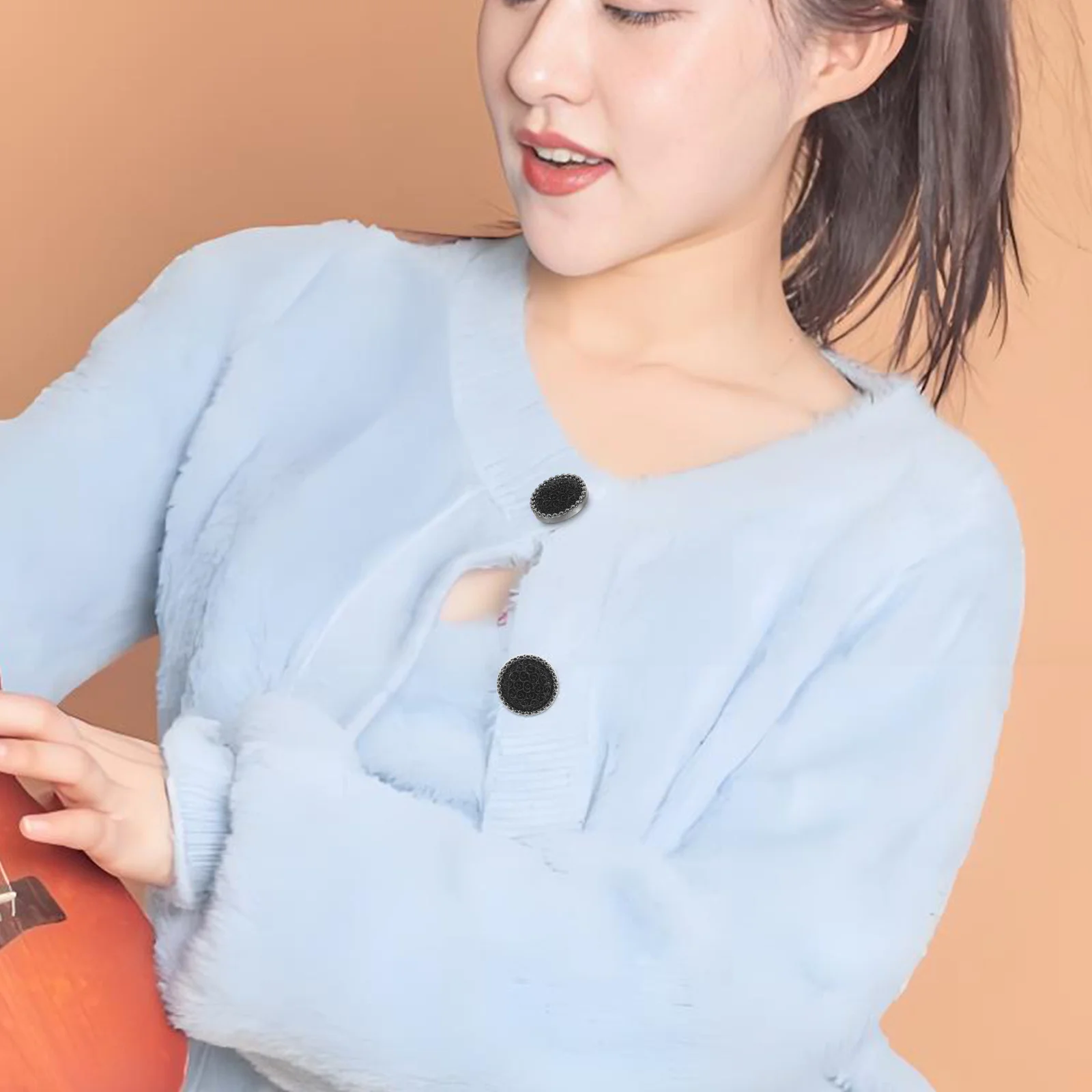 

10pcs Rose Round Buttons For Coats Sweaters Trench Overcoats Diy Sewing Craft Resin Sew-On Buttons Durable Black Plastic Fabric