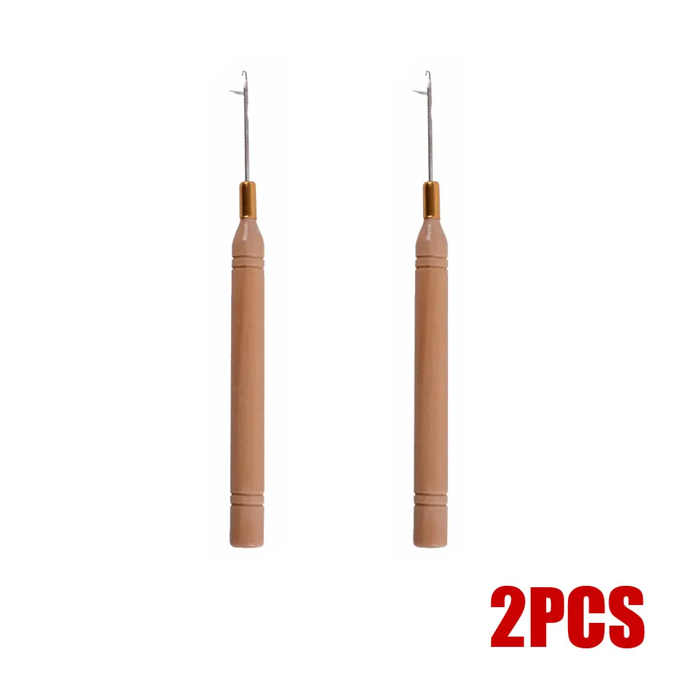 2 sztuk/partia drewna uchwyt hak igły mikro pierścienie igły narzędzia do włosów dla mikro pierścienie przedłużanie włosów szydełka dostaw Diy Handmade