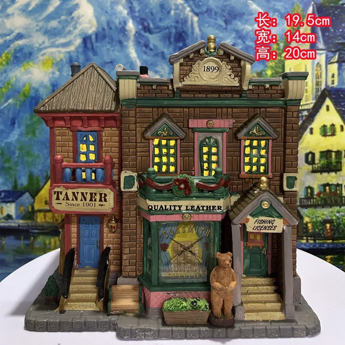 Lemax Ceramic Painted Night Lamp House Miniature of Building Figurine Home Furnishing Living Room Ornaments Home Decoration Gift