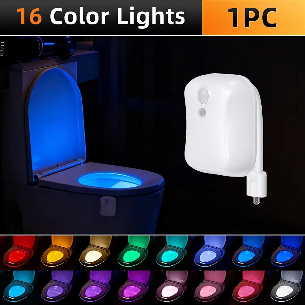 16-Color Changing LED Motion Sensor Toilet Cover with Automatic Night Light