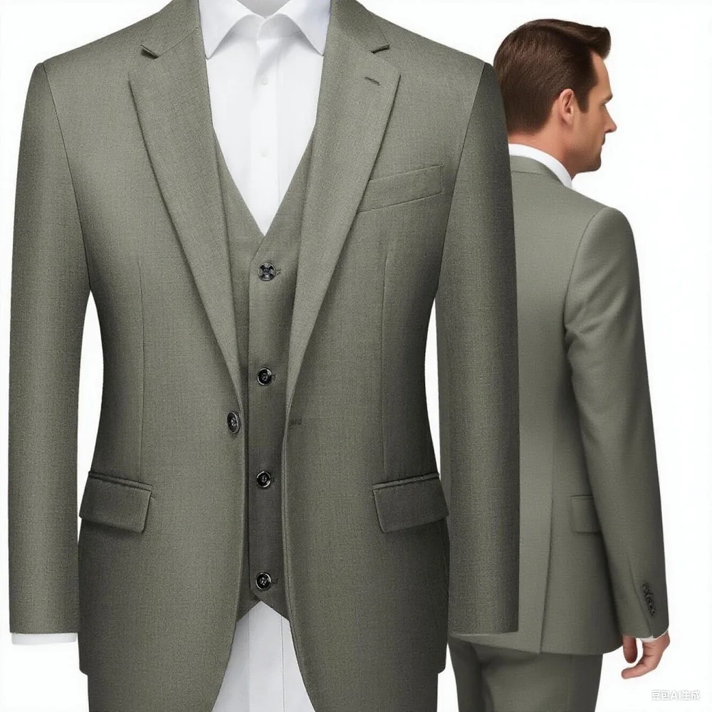 

Men's Orange Yellow Slim Fit Wedding Terno 3-Piece Smoking Suit Casual Blazer Vest Pants Set for Party