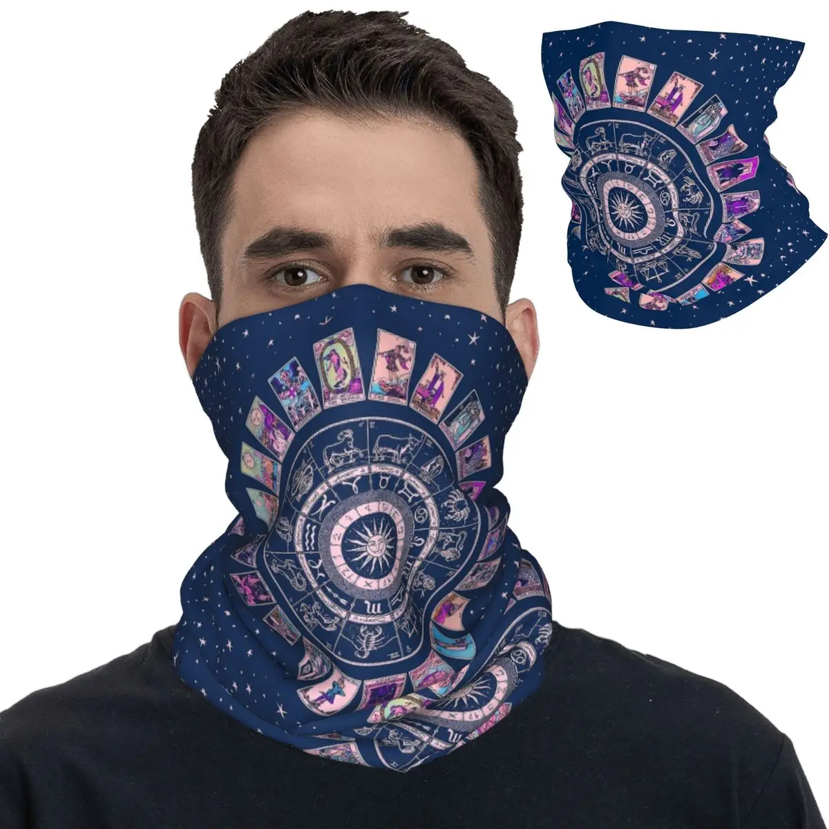 

Astrology Chart And The Major Arcana Tarot Bandana Neck Cover Printed Balaclavas Mask Scarf Headband Running Unisex Adult Winter