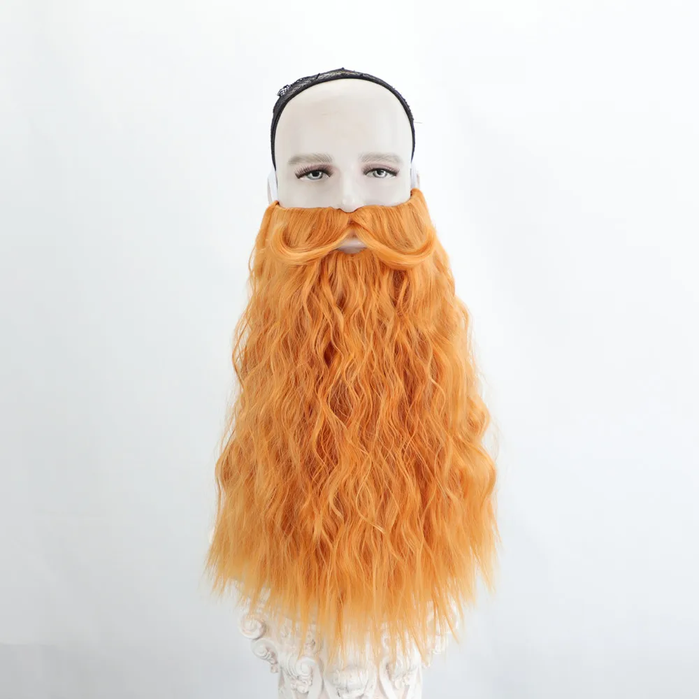 Weißer, brauner, orangefarbener, schwarzer, grauer Weihnachtsmann-Bart für Cosplay, verstellbarer Kunstbart mit Schnurrbart, Weihnachtsparty-Accessoire – Detail 7